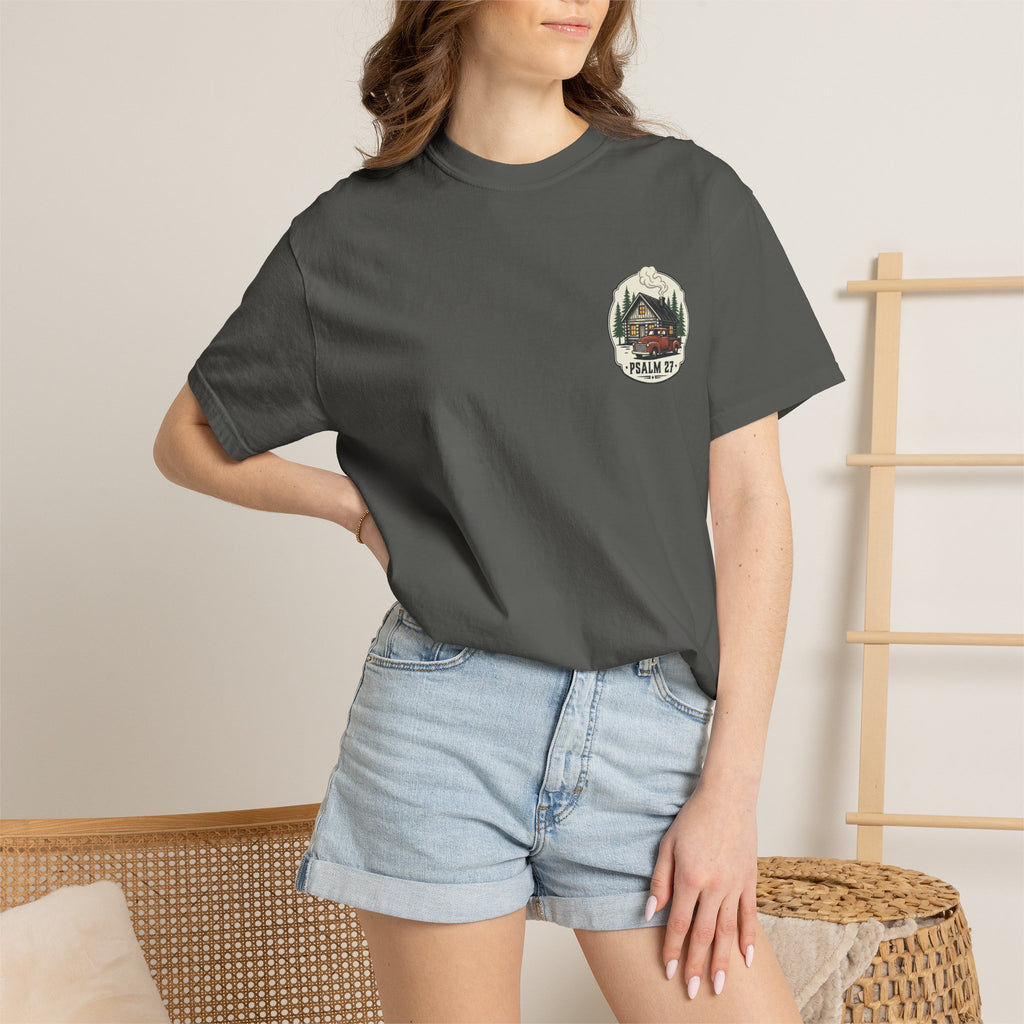 Psalm 27 Cabin and Truck Patch T-Shirt