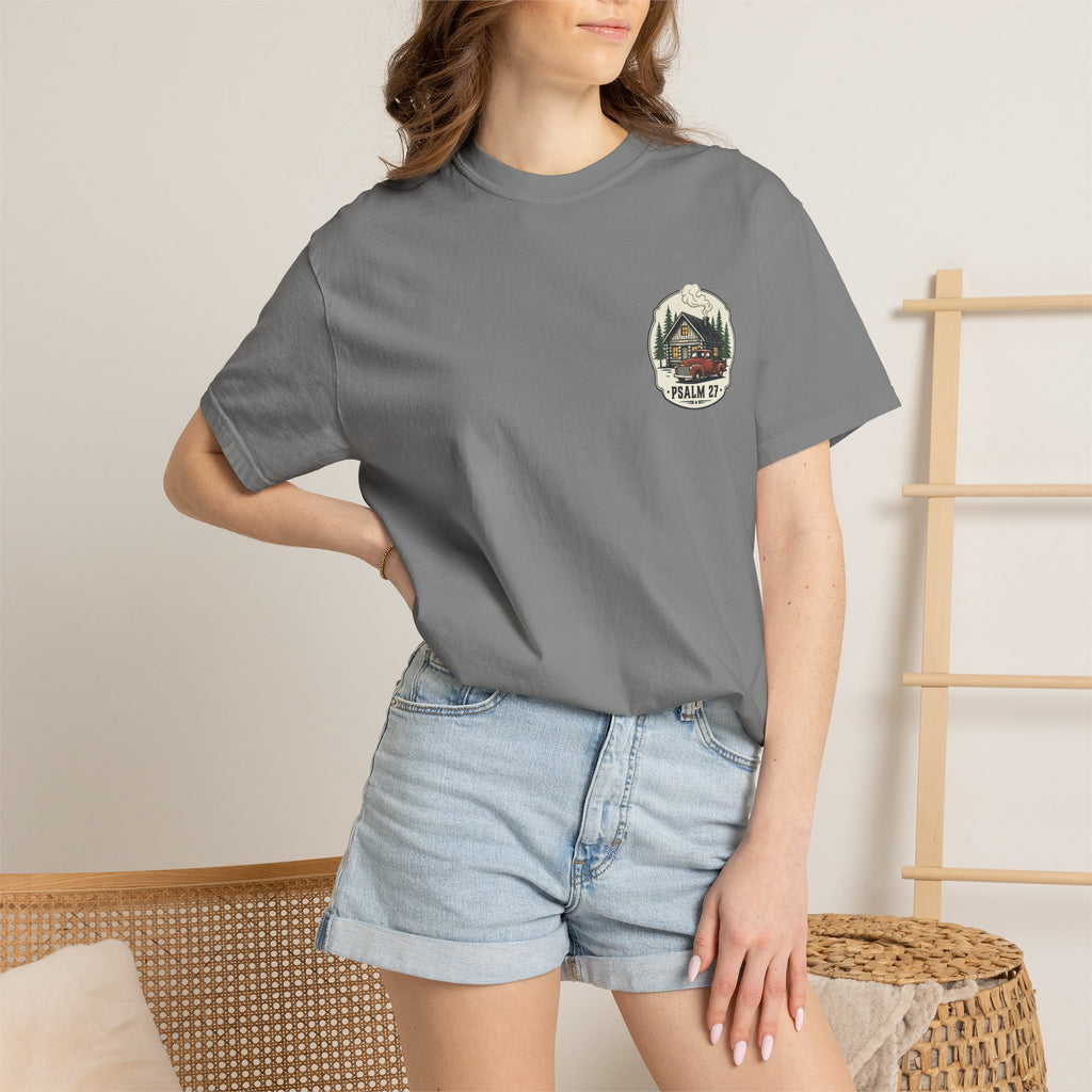 Psalm 27 Cabin and Truck Patch T-Shirt