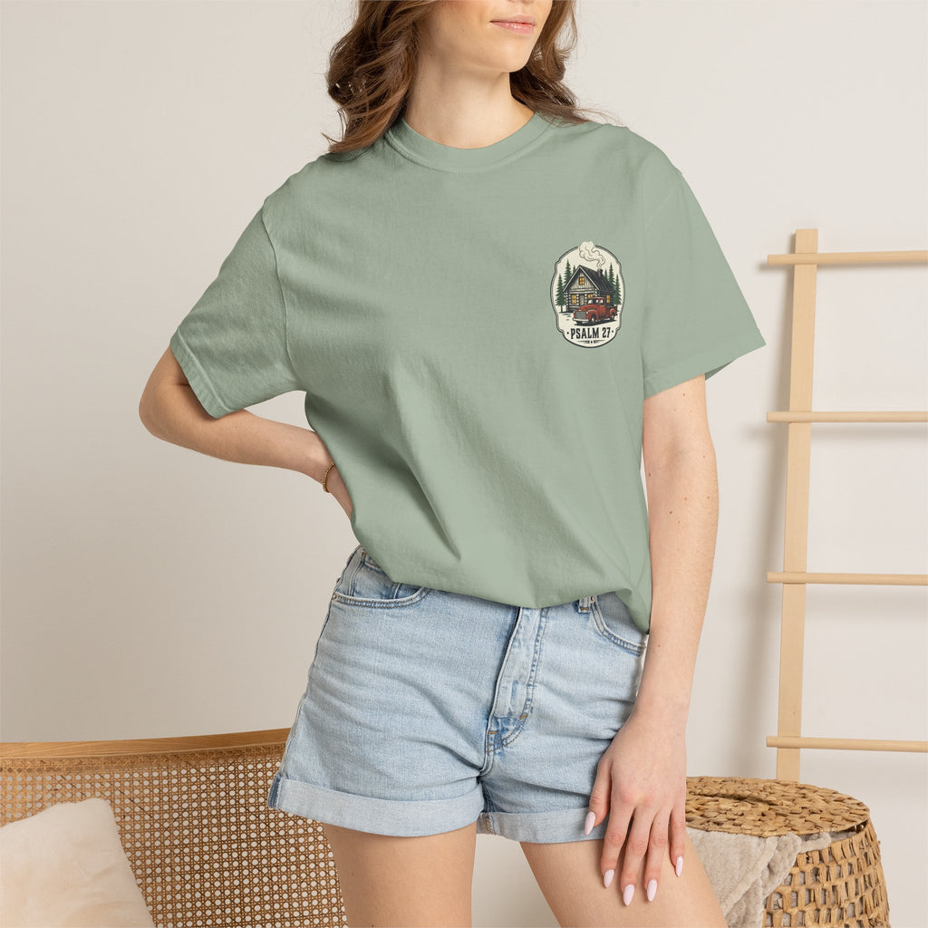 Psalm 27 Cabin and Truck Patch T-Shirt